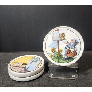 Clay Design Gary Patterson Cartoon Dog Ceramic Coaster Set of 3 Washable